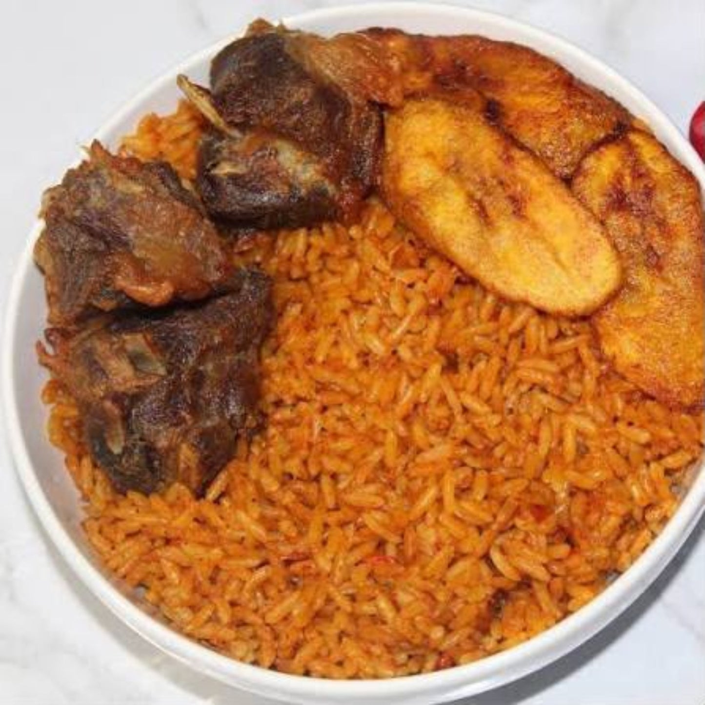 Jollof Rice With 1 Beef & Plantain