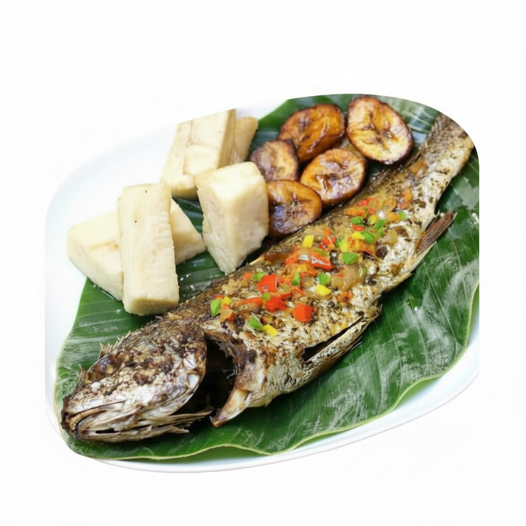 Croaker Fish with Yam Plaintain