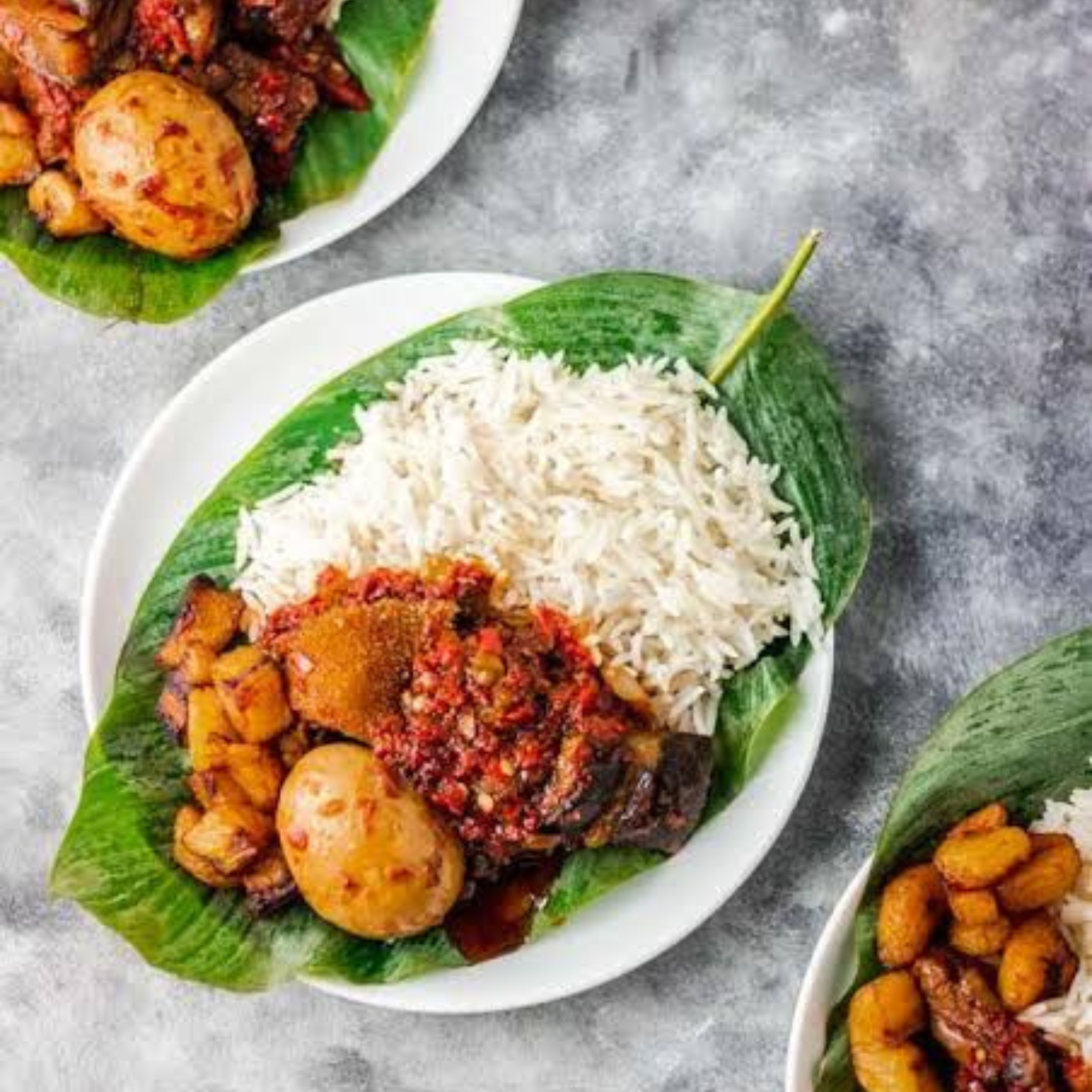 Ofada Rice with Stew & assorted