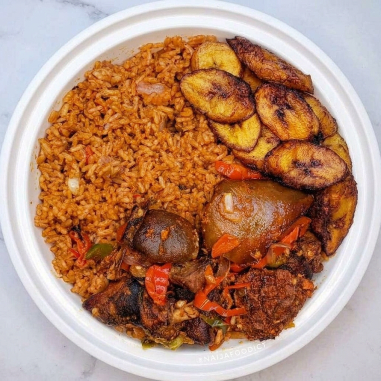 Jollof Rice With 2 Chicken & Plantain