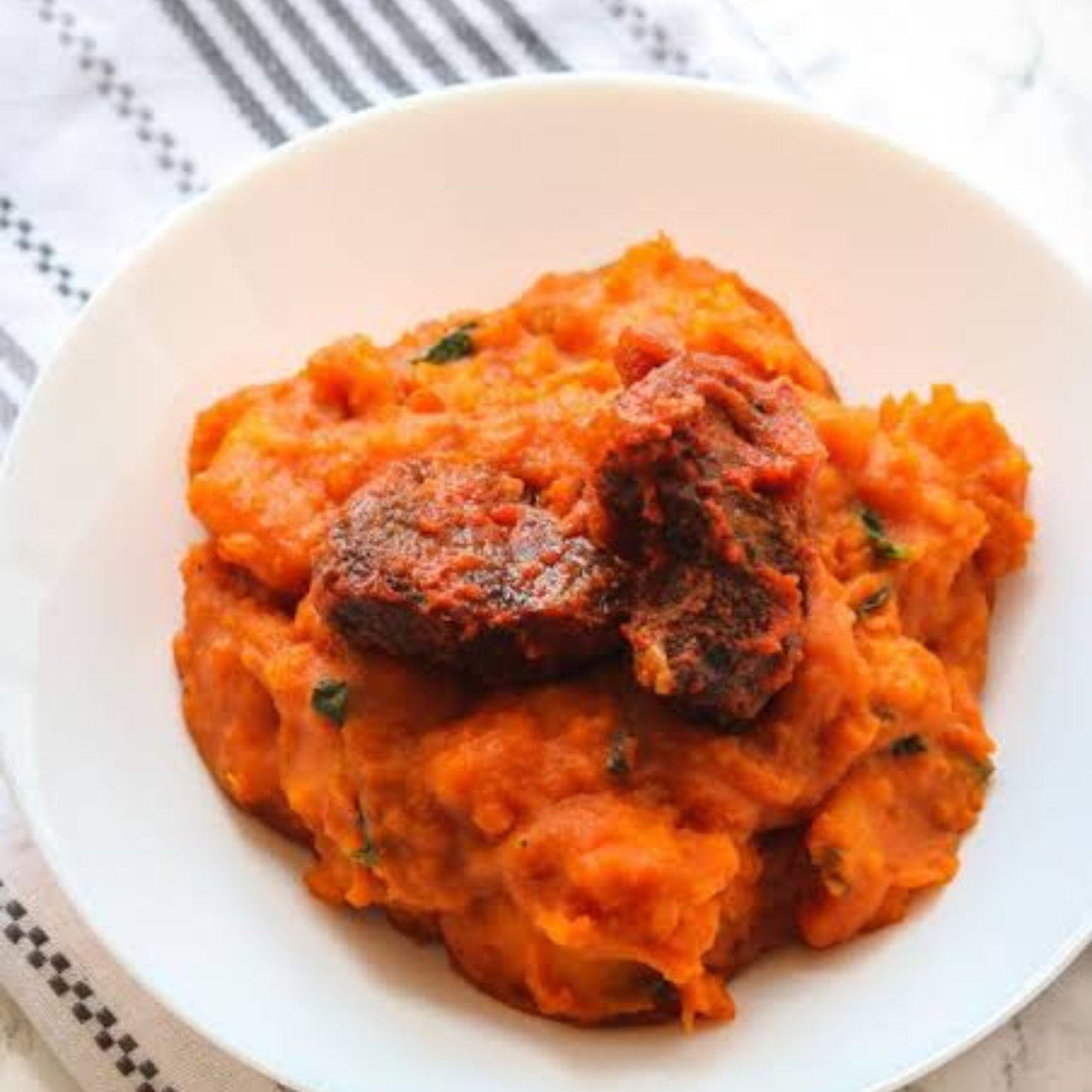 Yam Porridge with Stew