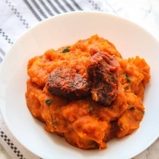 Yam Porridge with Stew